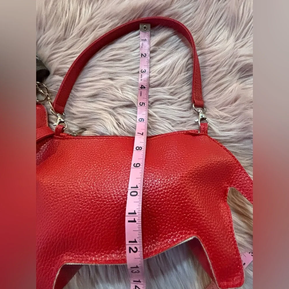 ONLY ONE: Playful Red Dog-Shaped Purse/Bag and Bag Charm/Keychain Made in Italy - Picture 12 of 16